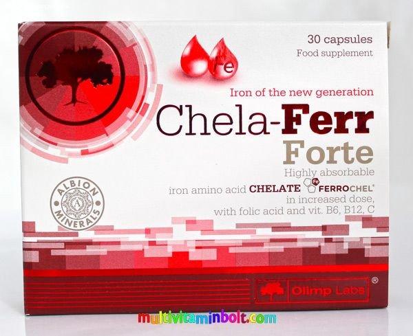 Chela-Ferr Forte 30 db kapszula kelát, szerves vas készítmény Folsav, B6,
B12, C-vitaminnal - Olimp Labs 