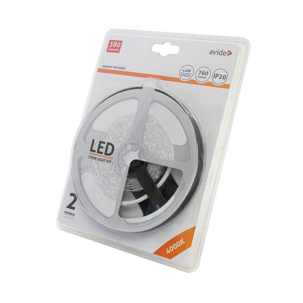 Avide Fehér fényű LED szalag szett (2 méter LED szalag + tápegység)