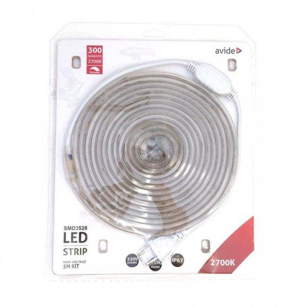 LED szalag szett 220V! 60 LED/4,8W (5 méter) IP67 meleg fehér