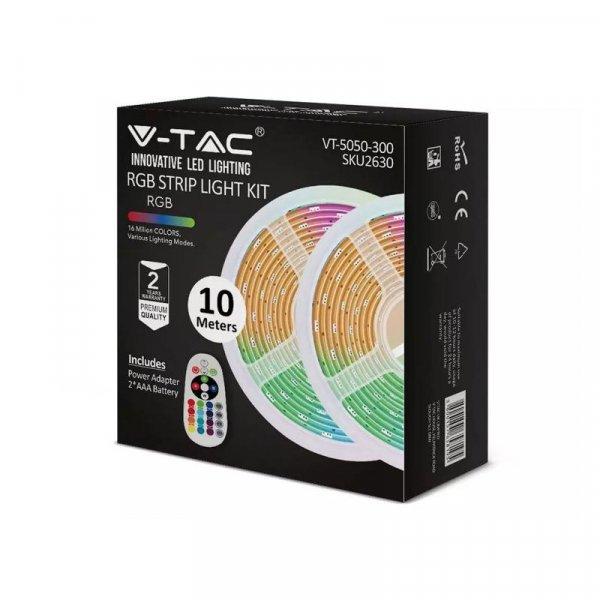 LED szett beltéri: 10 méter RGB+vezérlő+tápegység 5050-30