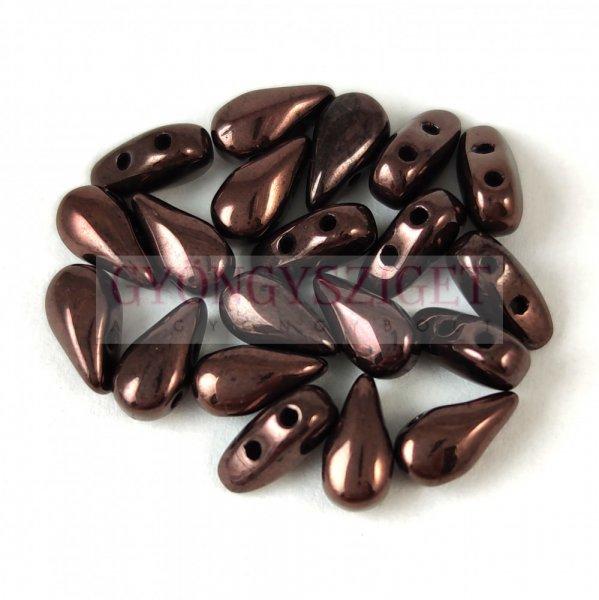 DropDuo - cseh préselt kétlyukú gyöngy - Eggplant Bronze - 3x6mm