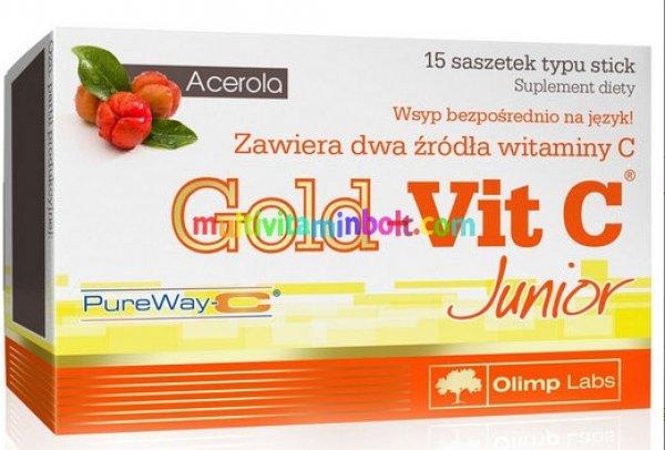 GOLD-VIT C® Junior - 15 tasak, kolloid formában, C-vitamin PureWay-C® és
porított acerola gyümölcsökkel - Olimp Labs