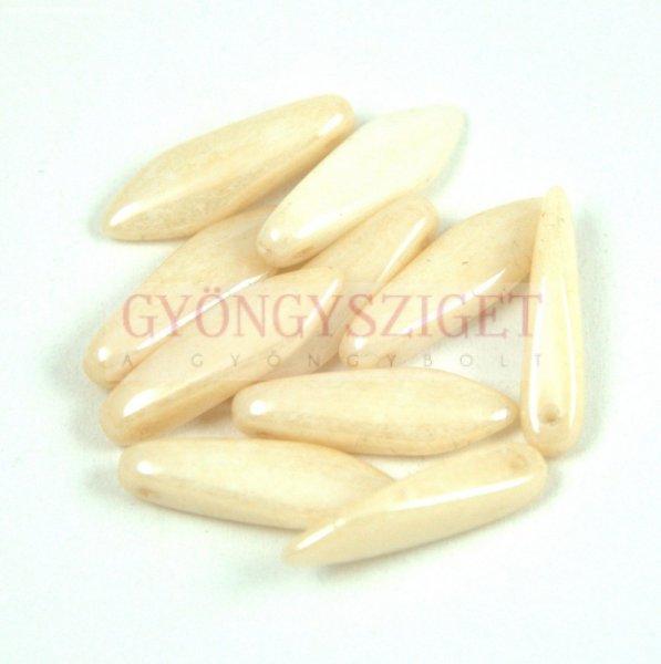 Lándzsa (szirom) cseh préselt üveggyöngy - Alabaster Beige Luster - 5x16mm