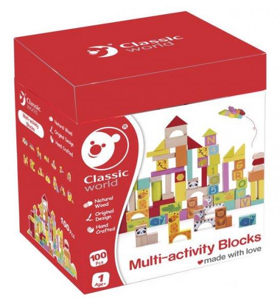 Multi-activity blocks fa építőjáték, 100 db