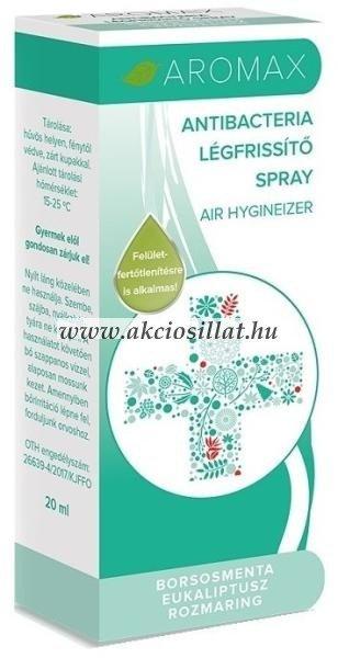 Aromax Antibacteria Légfrissítő Spray Borsosmenta, eukaliptusz, rozmaring
20ml
