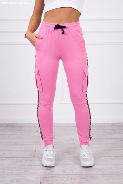 Nadrág Cargo Fashion élénk rózsaszínű