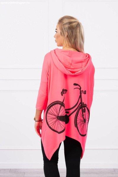 Melegítő felső bicikli nyomtatással a háton modell 9139 neon rózsaszín