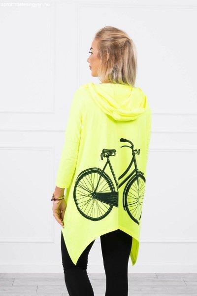 Melegítő felső bicikli nyomtatással a háton modell 9139 neon sárga