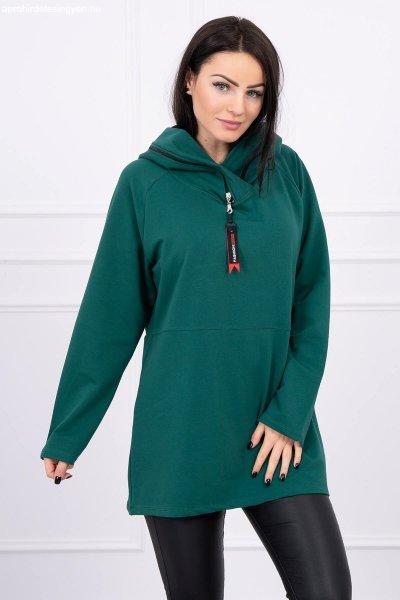 Oversize tunika cipzárral és kapucnival modell 0160 zöld