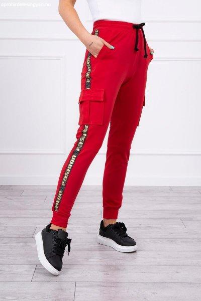 Nadrág Cargo Fashion piros