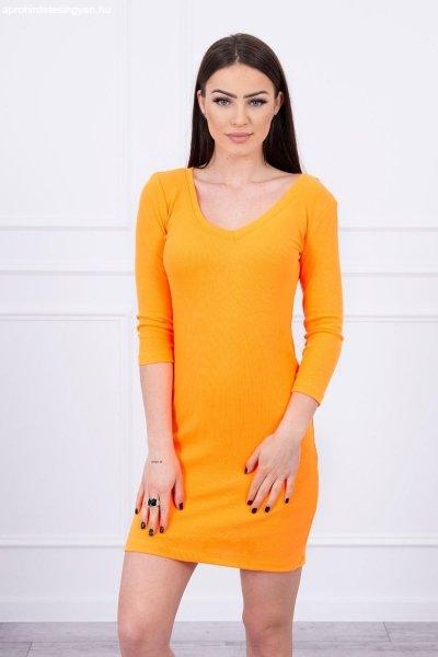 Ráncos anyagból készült ruha modell 8863 neon narancssárga