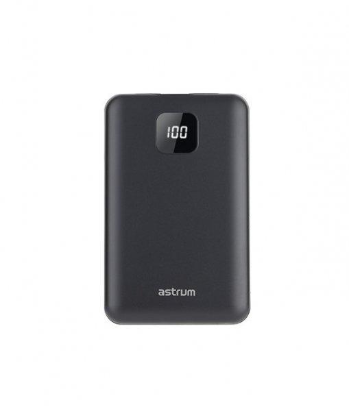 Astrum PB450 10000mAh fekete fémházas gyorstöltő PD power bank 22,5W, 1X QC
3.0 USB-A, USB-C, li-polymer cellákkal, LCD