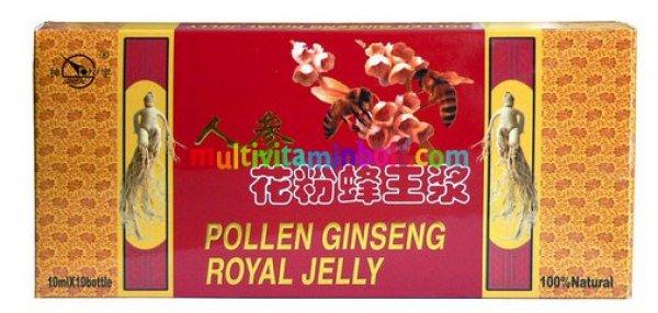 Pollen Ginseng Royal Jelly ivóampulla 10 db 10 ml, Méz, virágpor, méhpempő,
Panax ginseng gyökér - Dr. Chen