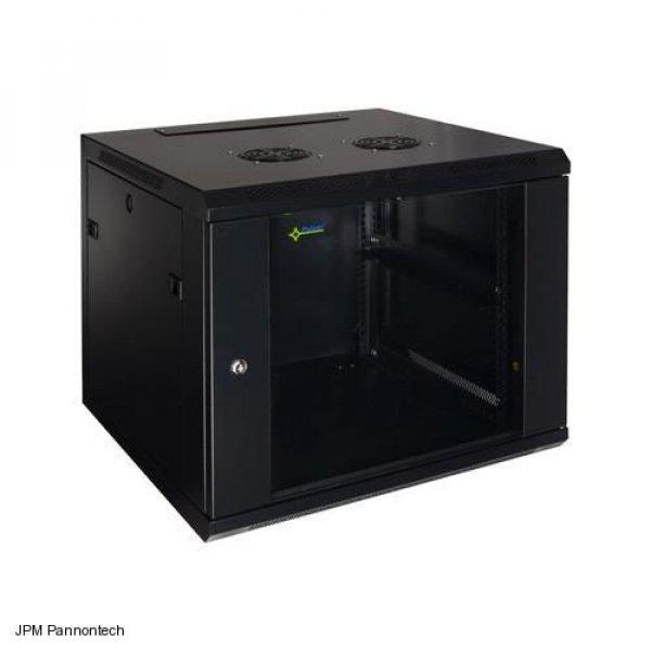 Pulsar RWA966 19" 9U 600x600 fali rack szekrény, lapra szerelt, fekete