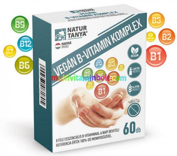 VEGÁN B-VITAMIN KOMPLEX 8-féle esszenciális B-vitaminnal 60 db tabletta, 2
havi adag - Natur Tanya