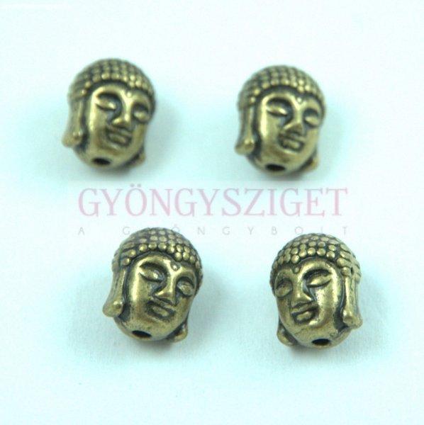 Fémgyöngy - Buddha fej - antik sárgaréz színű - 9x11mm