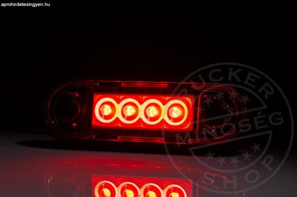 4 LED-es helyzetjelző ívelt gumiágyban 12/24V Piros