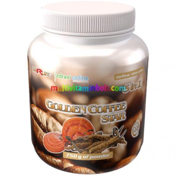 Golden Coffee Star 5 in 1, Instant Kávé 750 g, 1 adag 750 mg Cordyceps
sinensist és 500 mg Ganoderma lucidumot tartalmaz - Starlife 