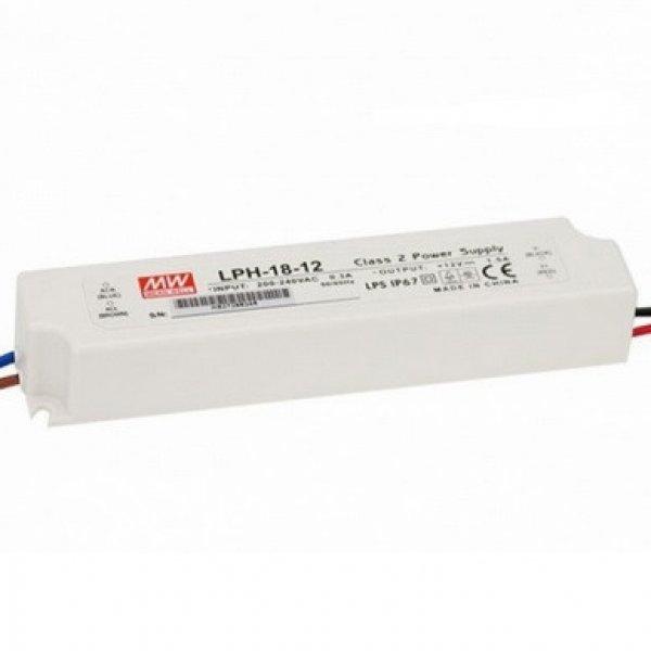 Mean Well 18 W-os vízálló tápegység, 1.5 Amper, 12 V DC