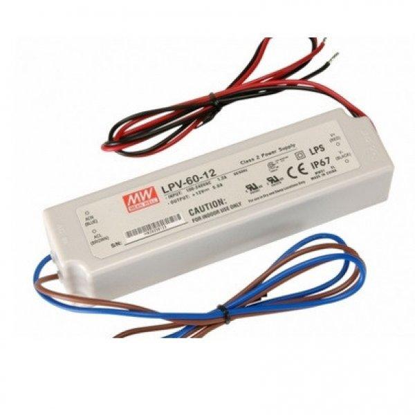 Mean Well 60 W-os vízálló tápegység, 5 Amper, 12 VDC