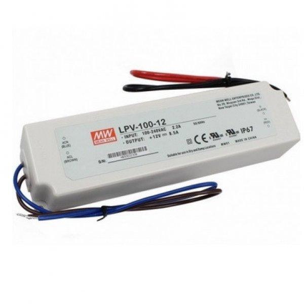 Mean Well 100 W-os vízálló tápegység, 8.3 Amper, 12 VDC