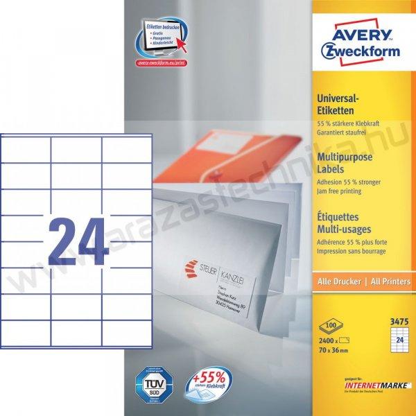 3475 Avery univerzális címke - fehér 70x36mm