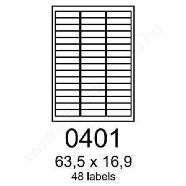 63,5 x 16,9mm 48 db/ív Rayfilm íves etikett címke [0401A]