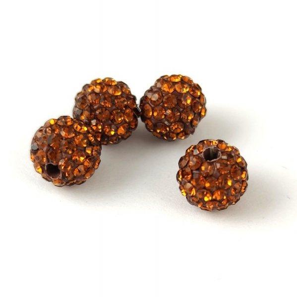 Köztes strasszos golyó - Smoked Topaz - 8mm
