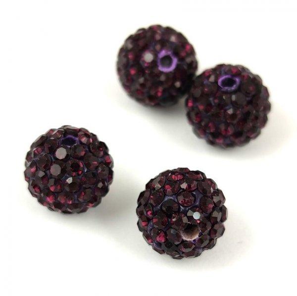 Köztes strasszos golyó - Dark Amethyst - 10mm