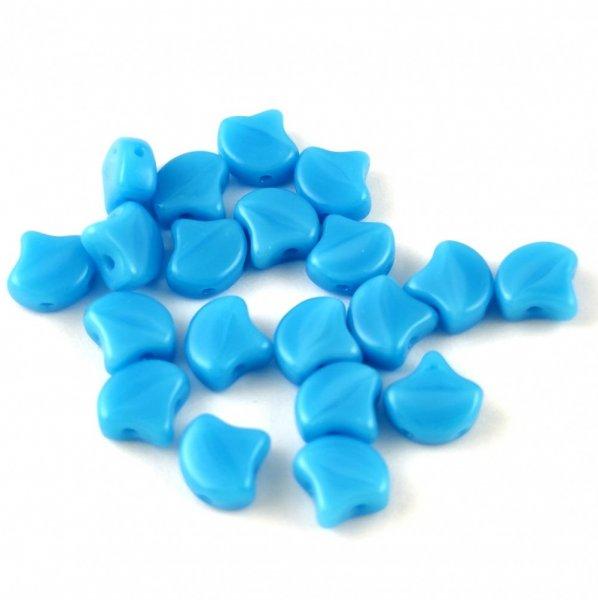 Ginko - cseh préselt kétlyukú gyöngy - Turquoise Blue - 7.5 x 7.5 mm