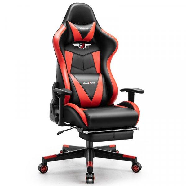 Astrum eSPORT gamer szék, behúzható lábtartó, állítható kartámasz,
dönthető háttámla, masszázs funkció fekete - piros