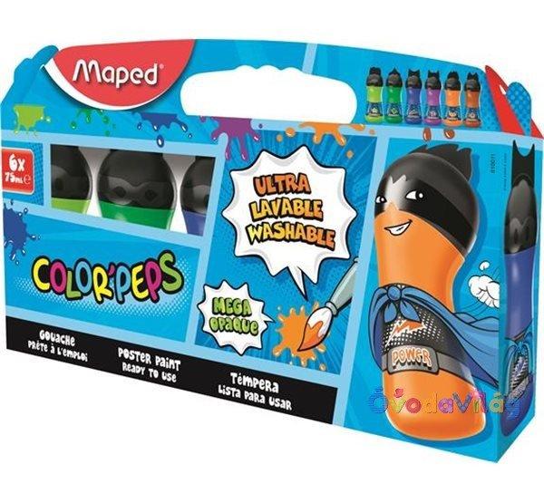 Tempera 6db-os MAPED "ultra-washable" 6x75 ml, másodlagos színek