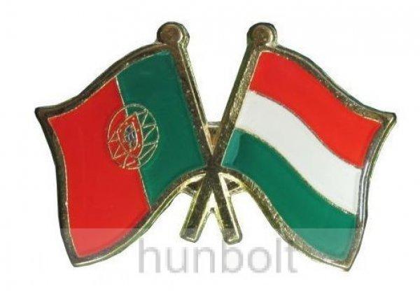 Kitűző, páros zászló Portugál-Magyar jelvény 2,5x1,5 cm