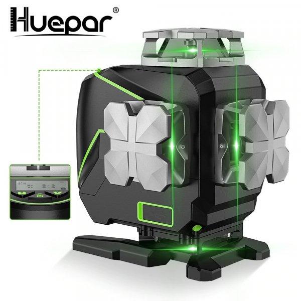 Huepar S04CG - 16 vonalas, 4D (4x360°) zöld lézer szintező Bluetooth-tal,
LCD kijelzővel