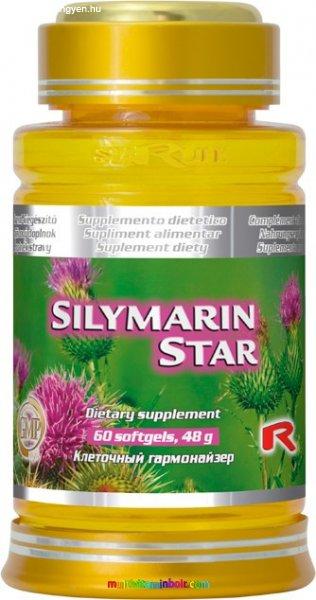 Silymarin Star 60 db softgel, lágyzselatin kapszula. Máriatövis,
antioxidáns, máj méregtelenítését segíti - StarLife