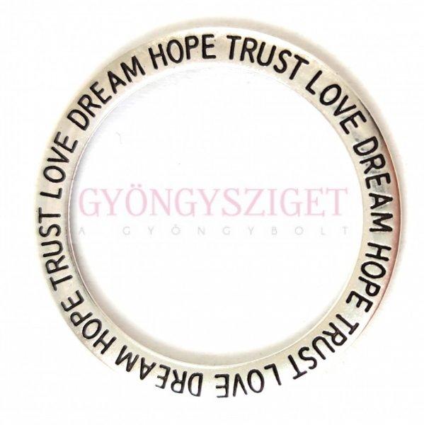 Köztes elem - HopeTrustLoveDream karika - platina színű - 35mm