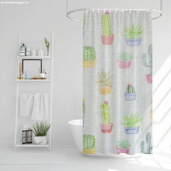 Zuhanyfüggöny - kaktusz mintás - 180 x 180 cm (11528E)