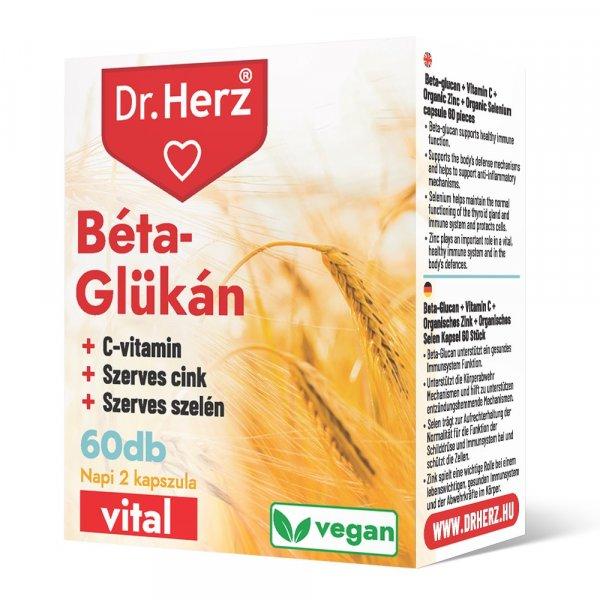 Dr. Herz Béta-Glükán + Szerves Cink, Szelén + C-vitamin VEGAN kapszula (60
db)