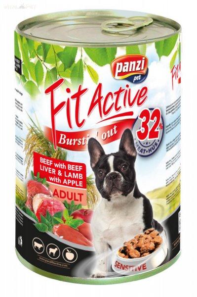 Panzi Fit Active Prémium 415 g konzerv kutyáknak marha-máj-bárány-alma