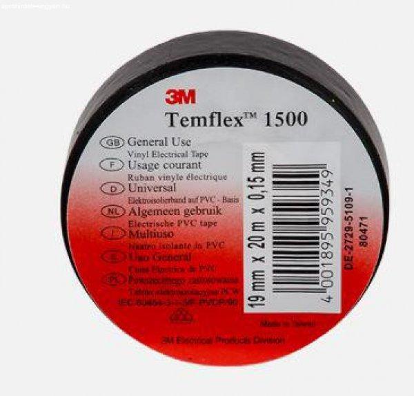 3M Temflex 165 PVC Szigetelőszalag Fekete 10m