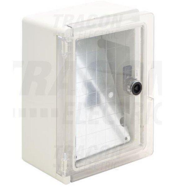 Műanyag elosztó szekrény 280x210x130 ABS átlátszó ajtóval 1000V AC/DC