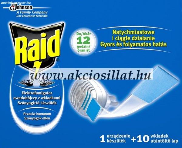 Raid elektromos lapkás szúnyogirtó készülék + 10 utántöltő lap