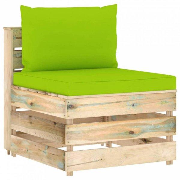 Zöld impregnált fa elemes középső kanapé párnákkal