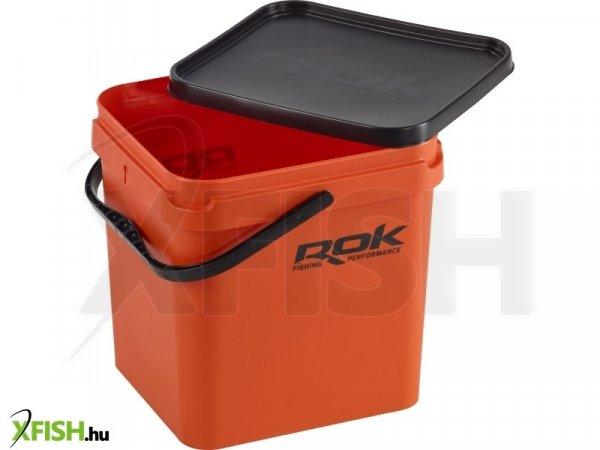 Rok Fishing Square Bucket 17 literes kocka vödör + tető Narancssárga