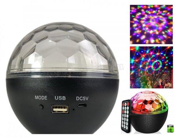 RGB LED Magic diszkó gömb fényeffekt Bluetooth zene lejátszó MQ32RGB-BT
