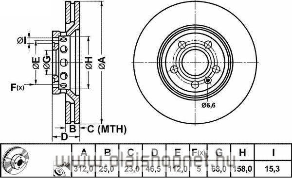 Vw Passat Első Féktárcsa 312 mm 2000-2005 FERODO