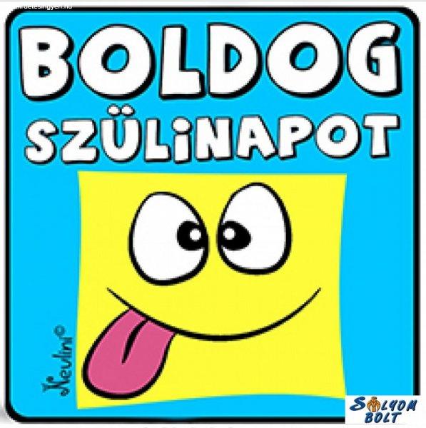 Születésnapi hűtőmágnes, Boldog szülinapot mosoly, kék