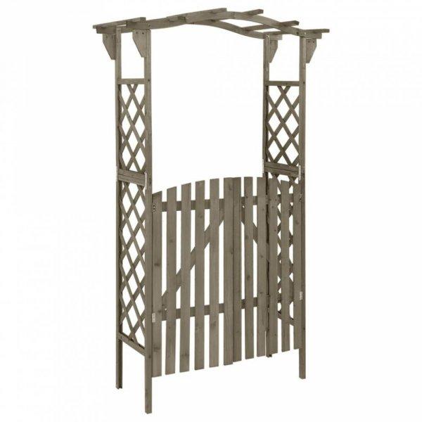 Szürke tömör fenyőfa pergola kapuval 116 x 40 x 204 cm