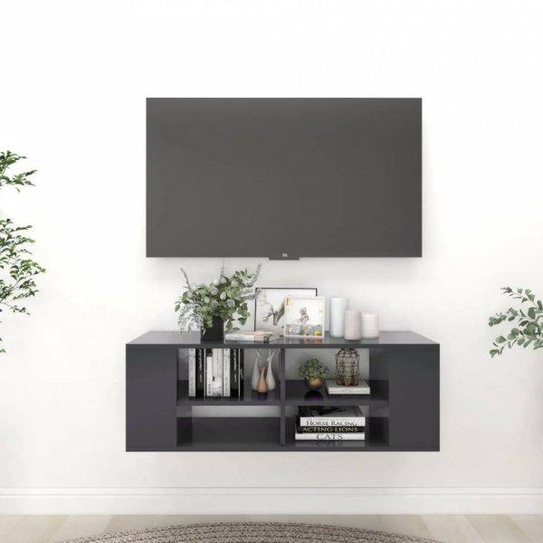 Szürke falra szerelhető forgácslap tv-szekrény 102 x 35 x 35 cm