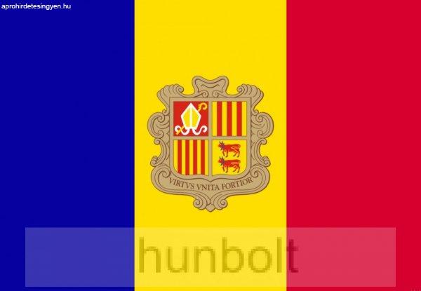 Andorra zászló 15x25cm, 40cm-es műanyag rúddal 